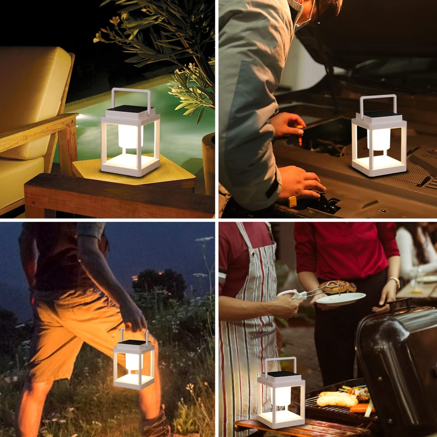 Outdoor Table Lamp, Brightness LED Nightstand Lantern, Portable Rechargeable Solar Lamp Waterproof, Touch Control Outdoor Lamps Cordless Lights Decorative for Patio/Walking/Reading/Camping