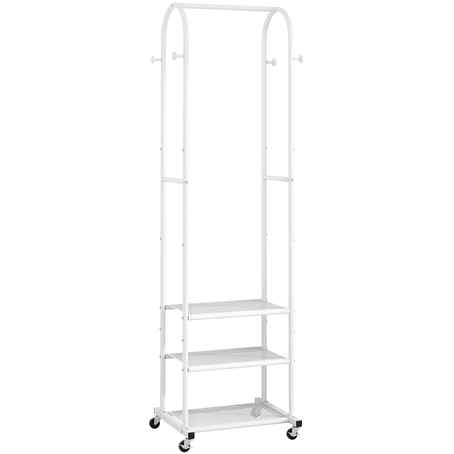 Duty Clothing Rack with Wheels,Modern Garment Rack with 3 Metal Shelves, 71.8Inches Display Rack for Hanging Clothes, Hanging Rod for Small Space,Gold