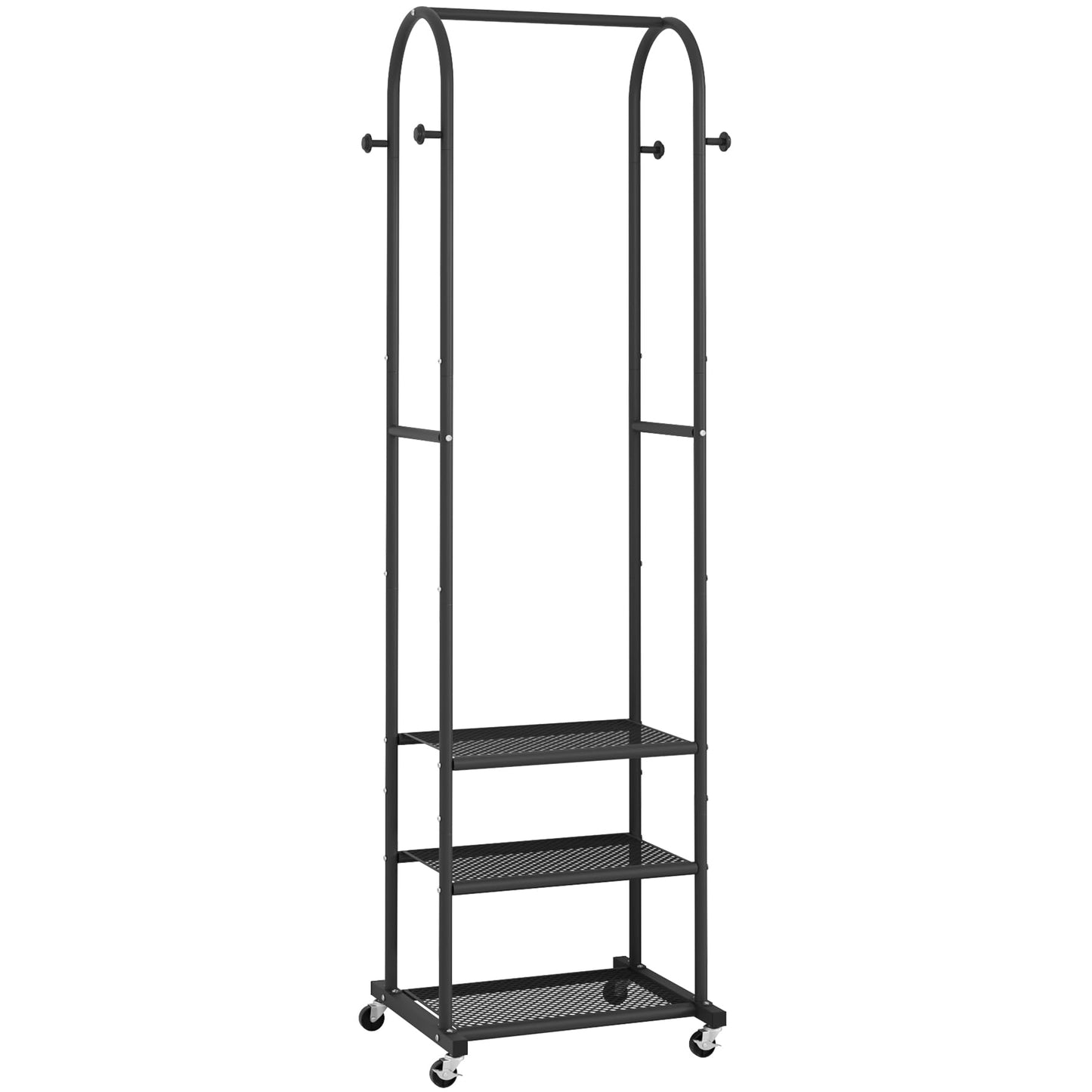 Duty Clothing Rack with Wheels,Modern Garment Rack with 3 Metal Shelves, 71.8Inches Display Rack for Hanging Clothes, Hanging Rod for Small Space,Gold