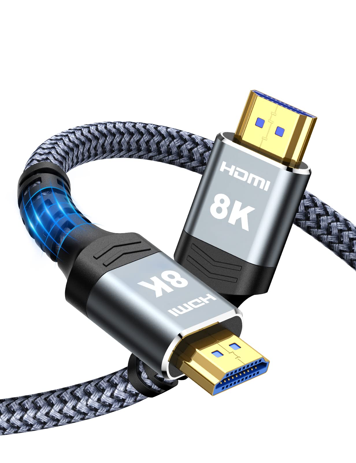 8K 10K 4K HDMI Cable 48Gbps 6.6FT/2M, Certified Ultra High Speed HDMI Cable Braided Cord-4K@120Hz 8K@60Hz, DTS:X, HDCP 2.2 & 2.3, HDR 10 Compatible with Roku TV/PS5/HDTV/Blu-ray