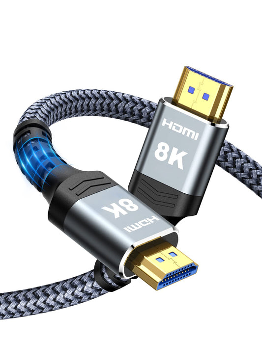 8K 10K 4K HDMI Cable 48Gbps 6.6FT/2M, Certified Ultra High Speed HDMI Cable Braided Cord-4K@120Hz 8K@60Hz, DTS:X, HDCP 2.2 & 2.3, HDR 10 Compatible with Roku TV/PS5/HDTV/Blu-ray