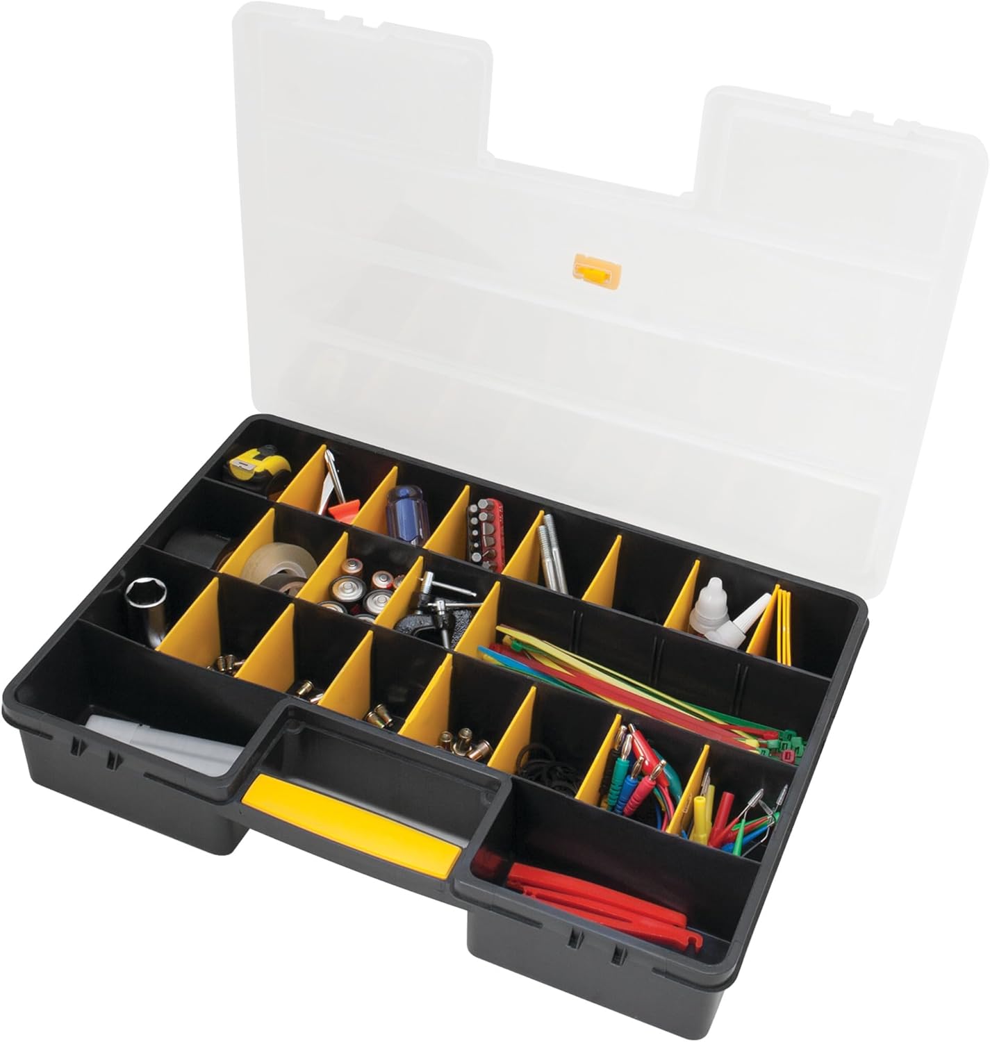 Performance Tool W54037 26 Adjustable Compartment Hardware Organizer Box With Dividers - Durable Plastic Screw Organizer For Nuts, Bolts, Screws, Nails, and Small Hardware
