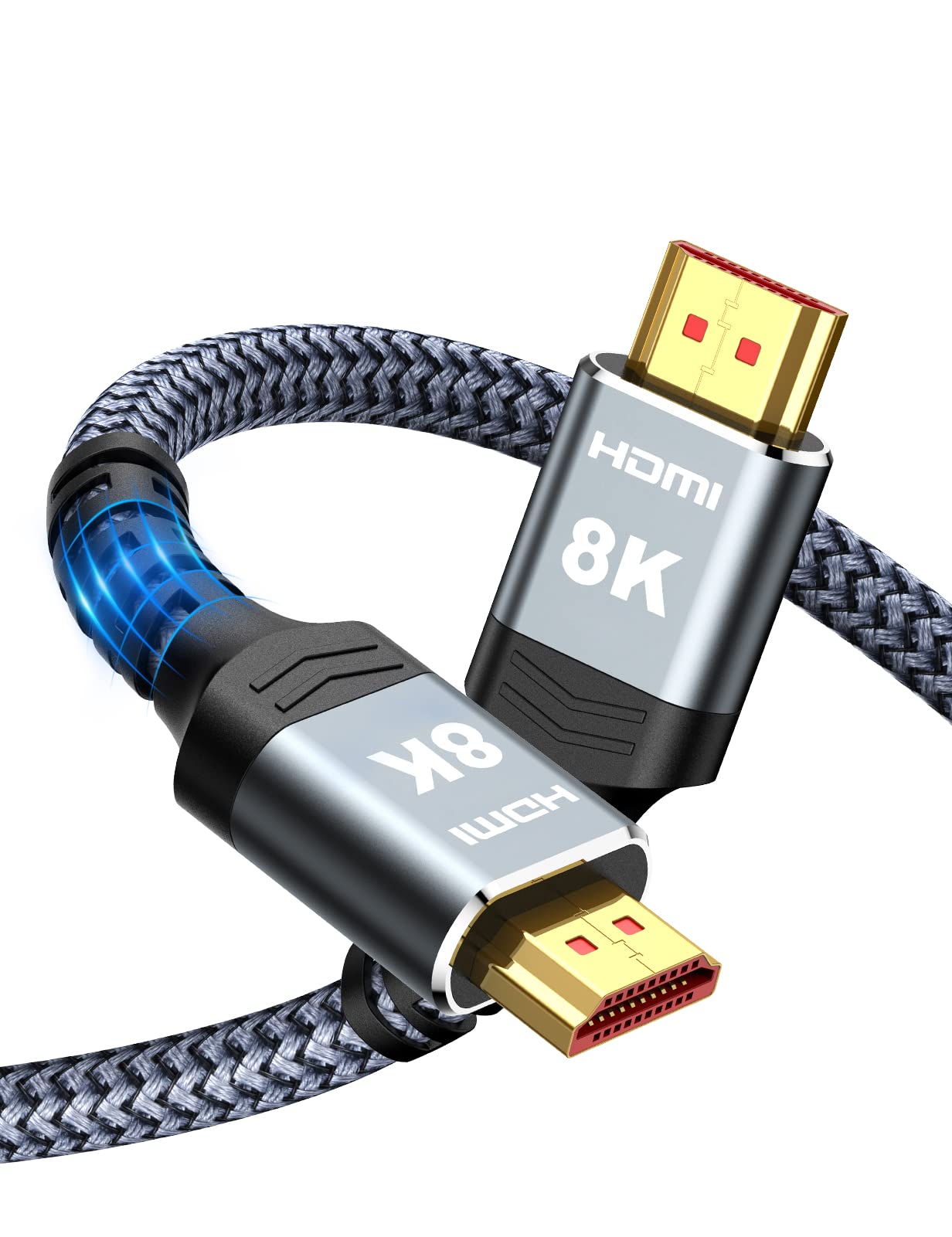 8K 10K 4K HDMI Cable 48Gbps 6.6FT/2M, Certified Ultra High Speed HDMI Cable Braided Cord-4K@120Hz 8K@60Hz, DTS:X, HDCP 2.2 & 2.3, HDR 10 Compatible with Roku TV/PS5/HDTV/Blu-ray