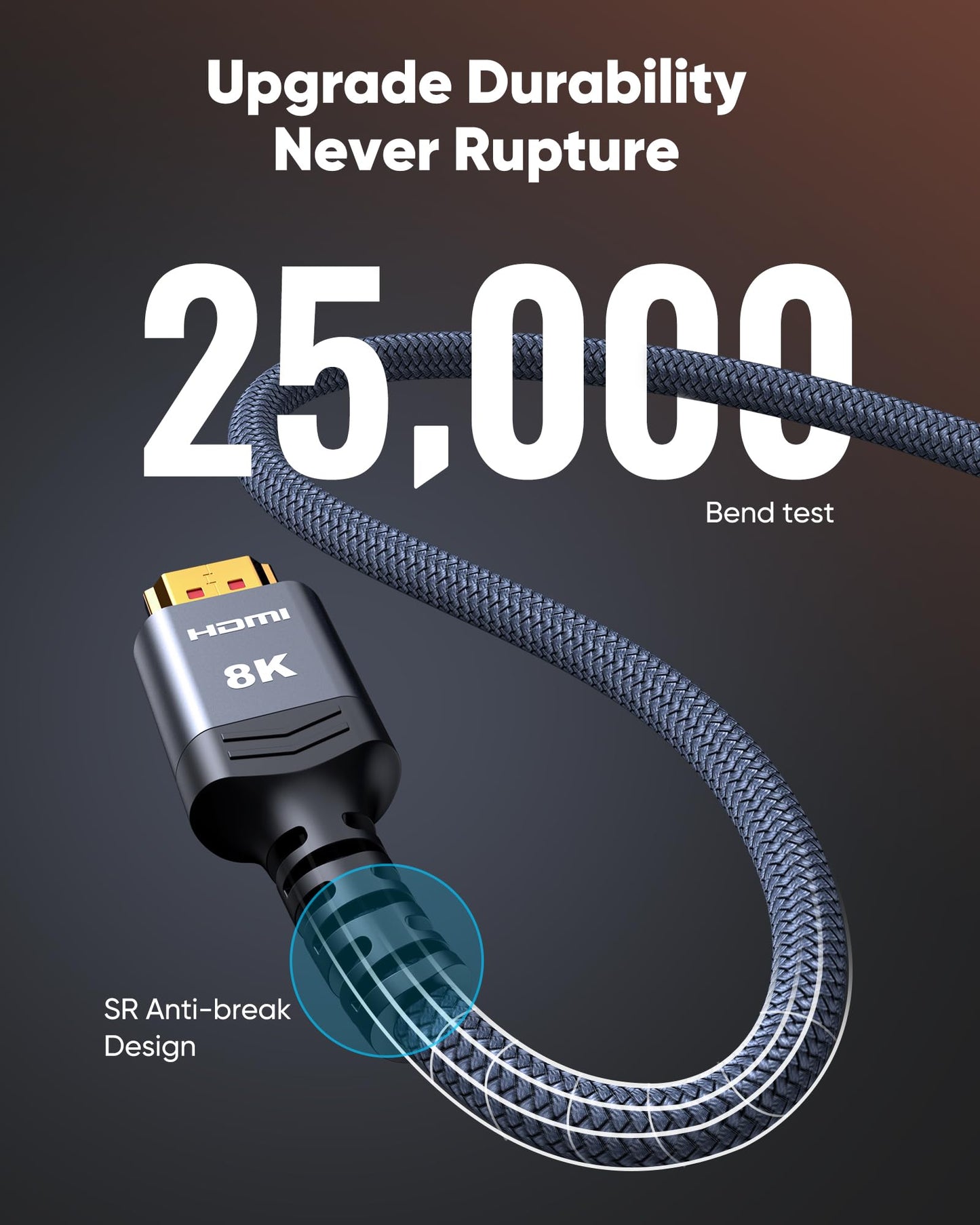 8K 10K 4K HDMI Cable 48Gbps 6.6FT/2M, Certified Ultra High Speed HDMI Cable Braided Cord-4K@120Hz 8K@60Hz, DTS:X, HDCP 2.2 & 2.3, HDR 10 Compatible with Roku TV/PS5/HDTV/Blu-ray