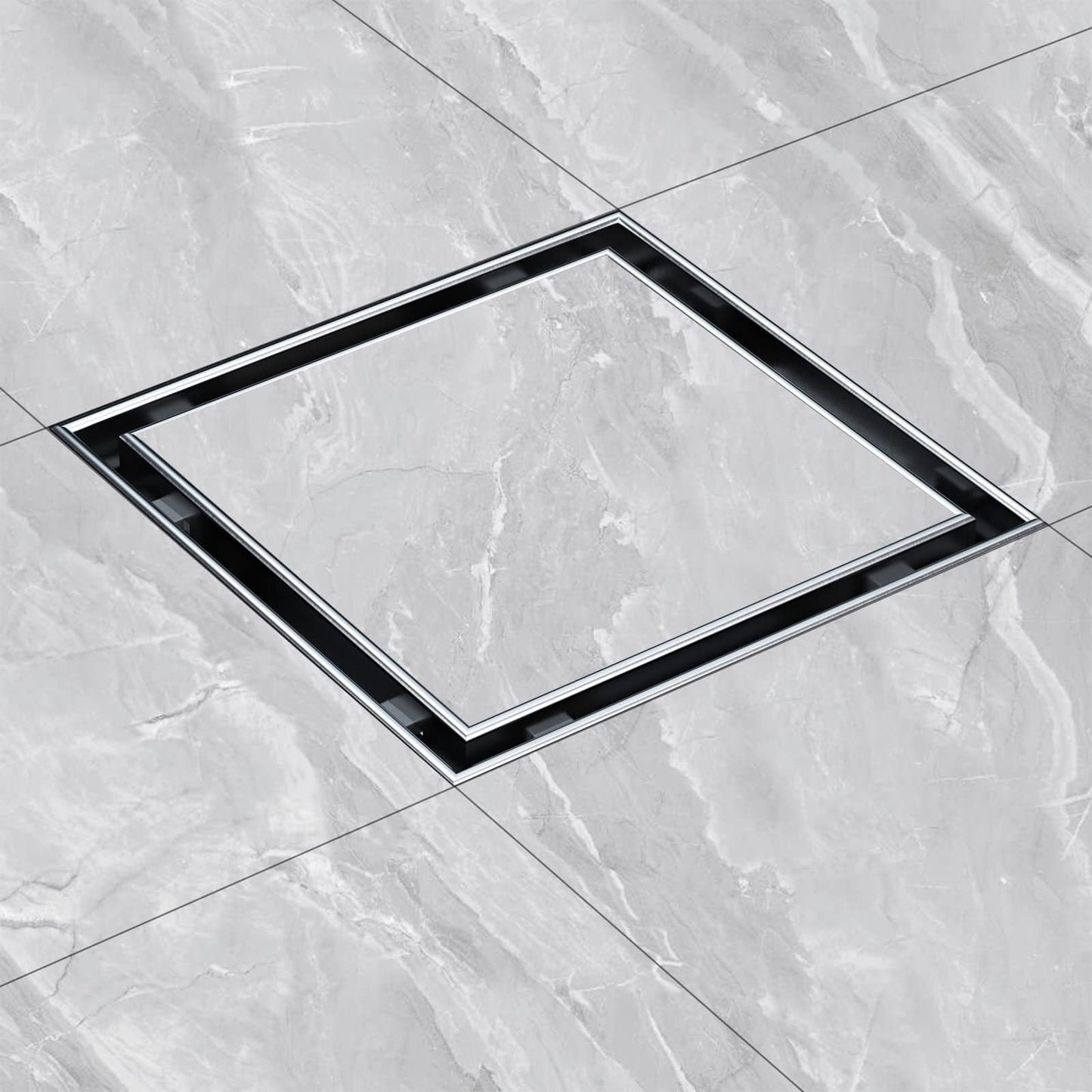 4 Inch Square Shower Drain, EMBATHER 304 Stainless Shower Floor Drain and Shower Drain Cover Included Hair Catcher and Leveling Feet, Brushed Nickel