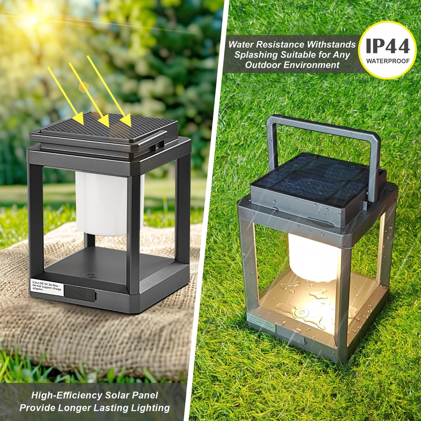 Outdoor Table Lamp, Brightness LED Nightstand Lantern, Portable Rechargeable Solar Lamp Waterproof, Touch Control Outdoor Lamps Cordless Lights Decorative for Patio/Walking/Reading/Camping