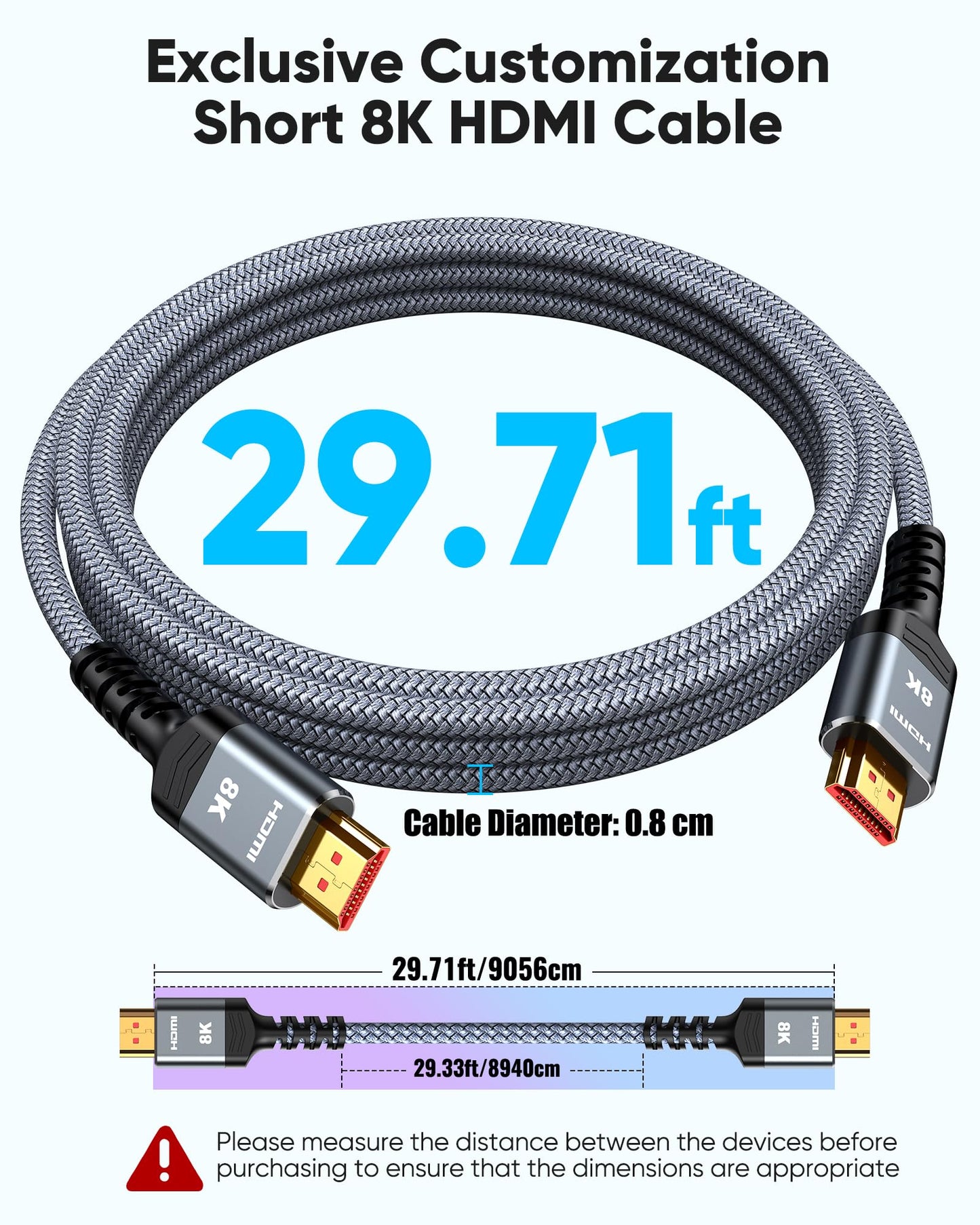 8K 10K 4K HDMI Cable 48Gbps 6.6FT/2M, Certified Ultra High Speed HDMI Cable Braided Cord-4K@120Hz 8K@60Hz, DTS:X, HDCP 2.2 & 2.3, HDR 10 Compatible with Roku TV/PS5/HDTV/Blu-ray