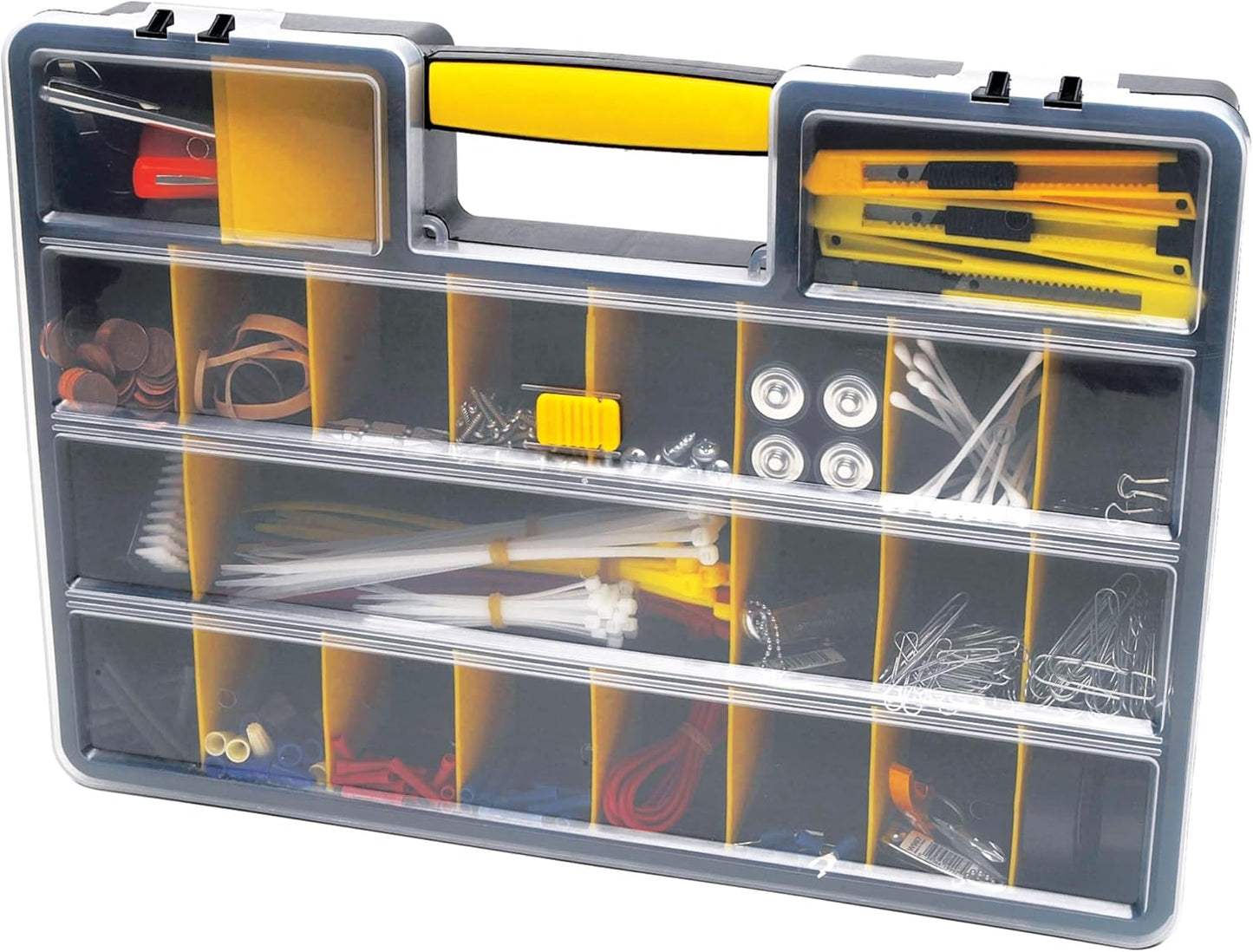 Performance Tool W54037 26 Adjustable Compartment Hardware Organizer Box With Dividers - Durable Plastic Screw Organizer For Nuts, Bolts, Screws, Nails, and Small Hardware