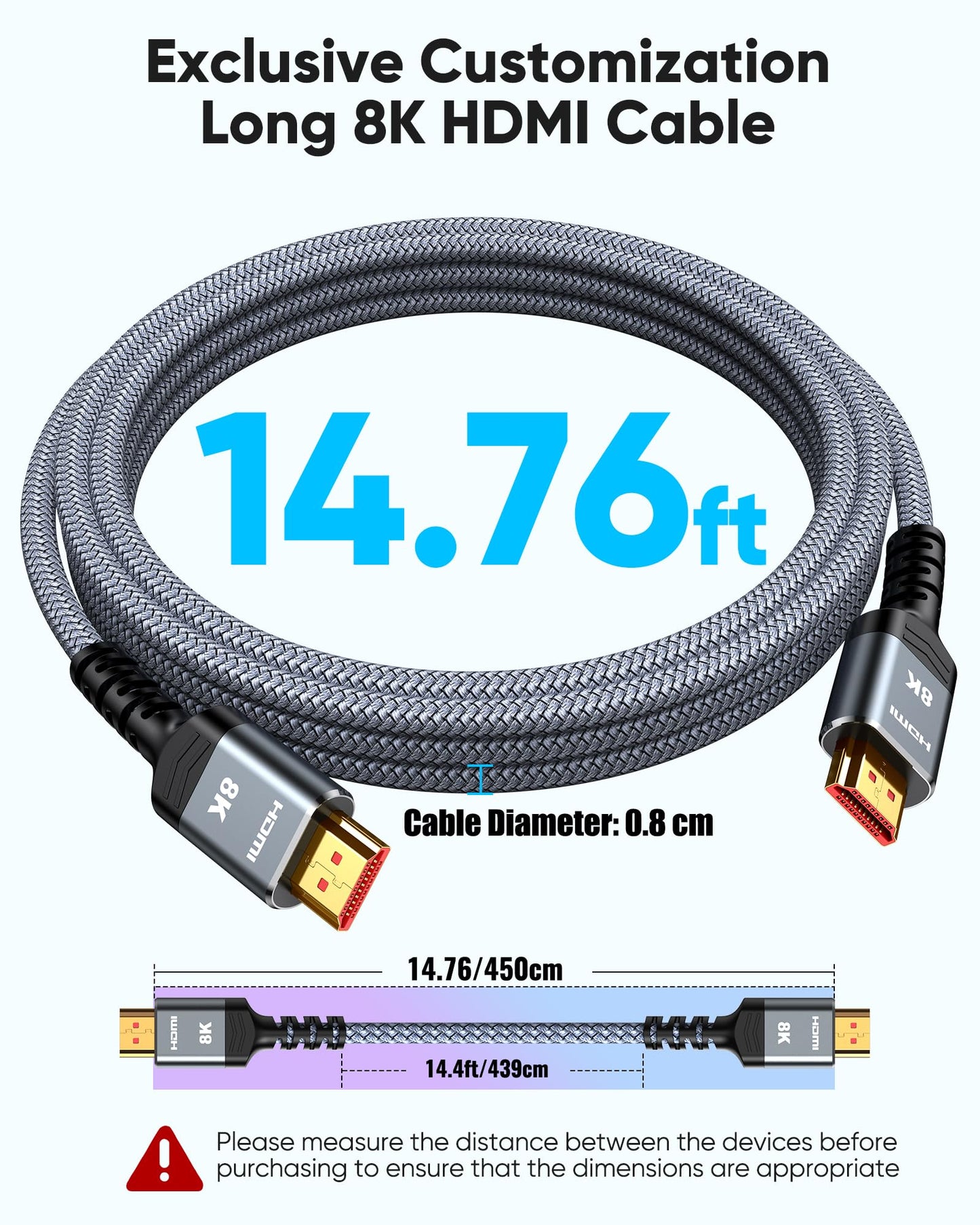 8K 10K 4K HDMI Cable 48Gbps 6.6FT/2M, Certified Ultra High Speed HDMI Cable Braided Cord-4K@120Hz 8K@60Hz, DTS:X, HDCP 2.2 & 2.3, HDR 10 Compatible with Roku TV/PS5/HDTV/Blu-ray