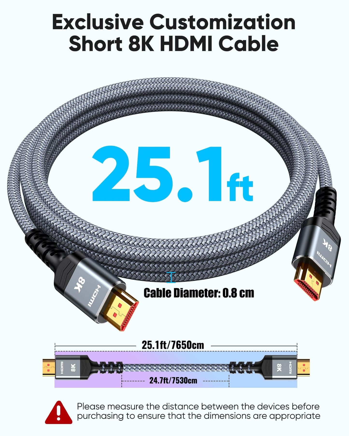 8K 10K 4K HDMI Cable 48Gbps 6.6FT/2M, Certified Ultra High Speed HDMI Cable Braided Cord-4K@120Hz 8K@60Hz, DTS:X, HDCP 2.2 & 2.3, HDR 10 Compatible with Roku TV/PS5/HDTV/Blu-ray