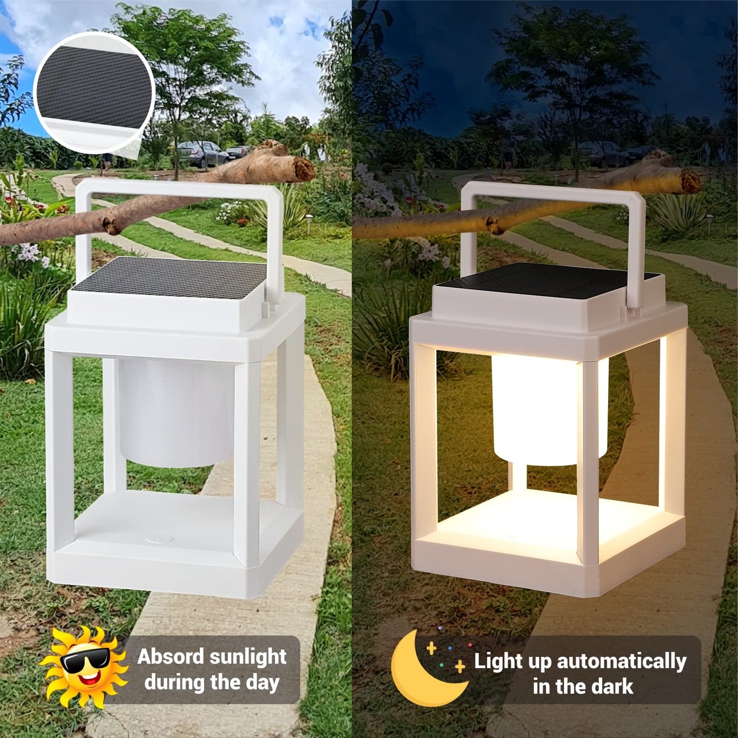 Outdoor Table Lamp, Brightness LED Nightstand Lantern, Portable Rechargeable Solar Lamp Waterproof, Touch Control Outdoor Lamps Cordless Lights Decorative for Patio/Walking/Reading/Camping