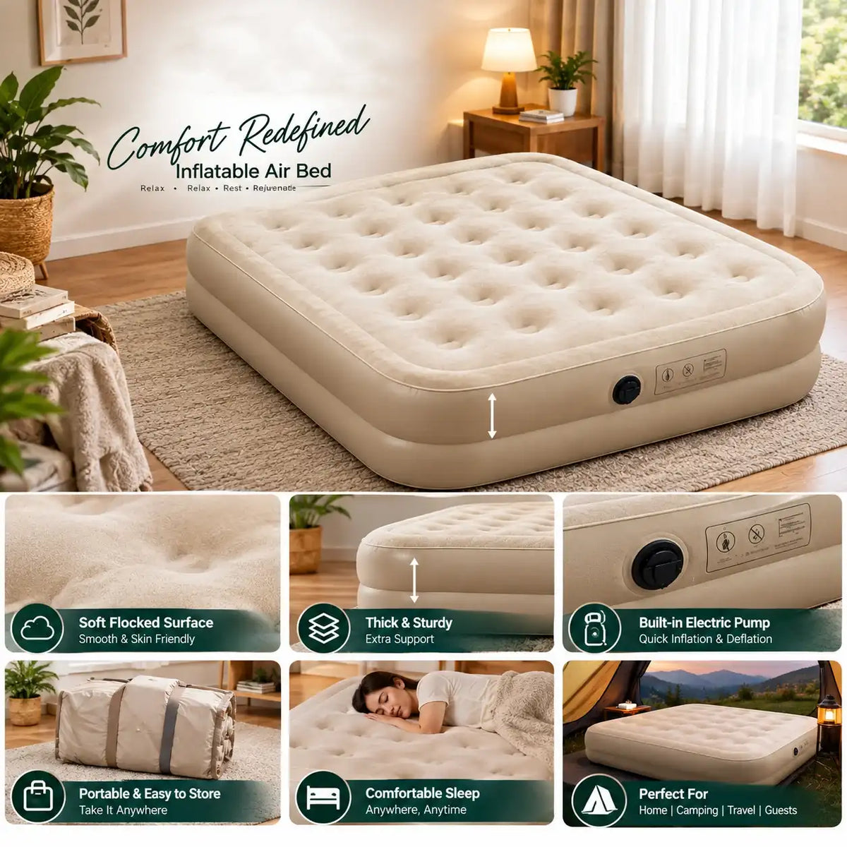 New inflatable mattress, double sleeping pad