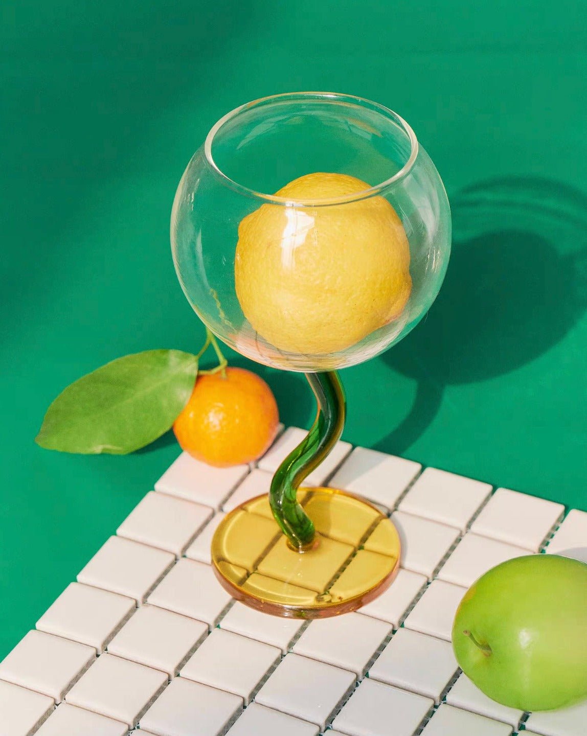 Handblown Bubble Wine Glass - Retro Whimsical Eclectic Wavy Stemmed Goblets